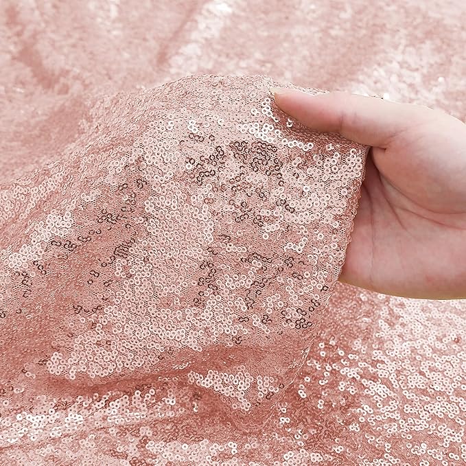 Sugargirl Rose Gold Sequin Backdrop Curtain 2 Panels 2FTx8FT Glitter Rose Gold Background Drapes Sparkle Photography Backdrop for Party Wedding Birthday Wall Decoration