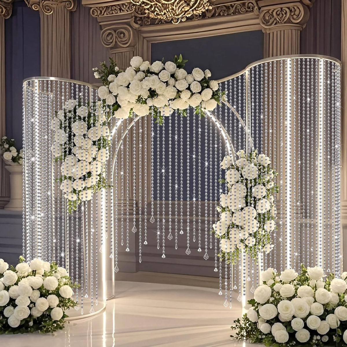 79 inch clear acrylic crystal garland strands, close-up detail
