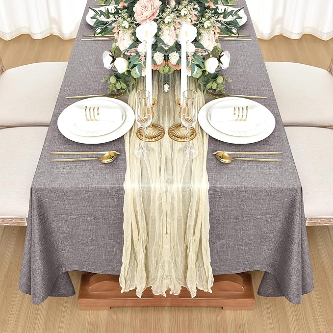 Fitable Square Table Cloth Linen Textured: Water & Stain Resistant Farmhouse Tablecloth, Washable Burlap Table Covers for Kitchen Dining Party(2 Pack, 54x54 Inch, Stone)
