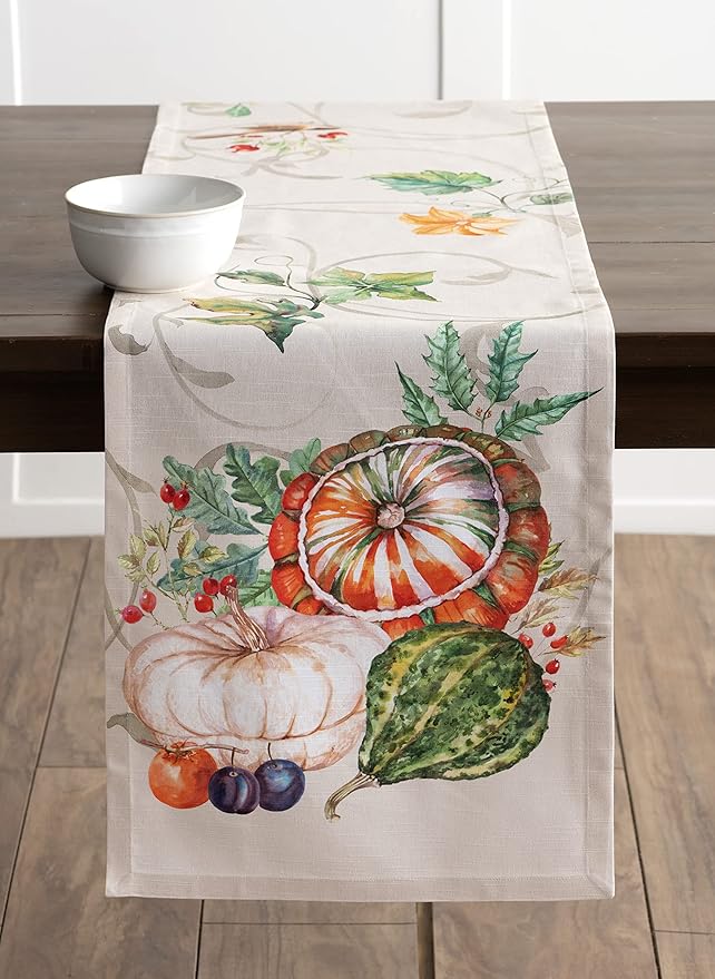 Maison d' Hermine Table Runner 100% Cotton Single Layer Table Runners 72 inches Long for Thanksgiving Christmas Decorations Home Kitchen Dining Party Wedding (Lumina, 14.5" x 72")