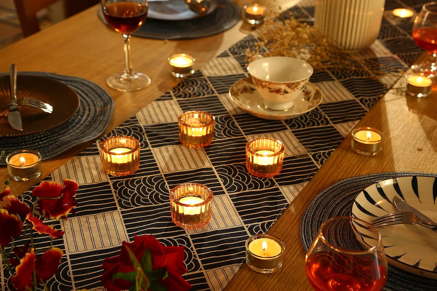 GOLDEAL 12Pcs Gold Round Tealight Candle Holders,Thick Glass Tea Light Candle Holder Decor,Candlestick for Wedding Decor,Party,Baby Shower Party,Bridal Shower Party,Table Centerpiece, Home Déco…