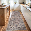 Bloom Rugs Washable Non-Slip 10 ft Runner - Light Tan/Blue Traditional Oriental Runner for Entryway, Hallway, Bathroom, and Kitchen - Exact Size: 2.5' x 10'