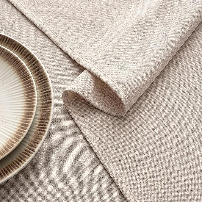 MIULEE Natural Linen Tablecloth 60x144 Inch Rectangle Table Cloth Waterproof,Stain Resistant & Wrinkle Resistant for Dining Party Wedding