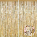 2Pack Champagne Gold Backdrop Birthday Decorations Foil Curtain Backdrop Gold Streamers Dance Party Decors Photo Booth Props for Bachelorette Decors Christmas Halloween New Years Eve Party Supplies