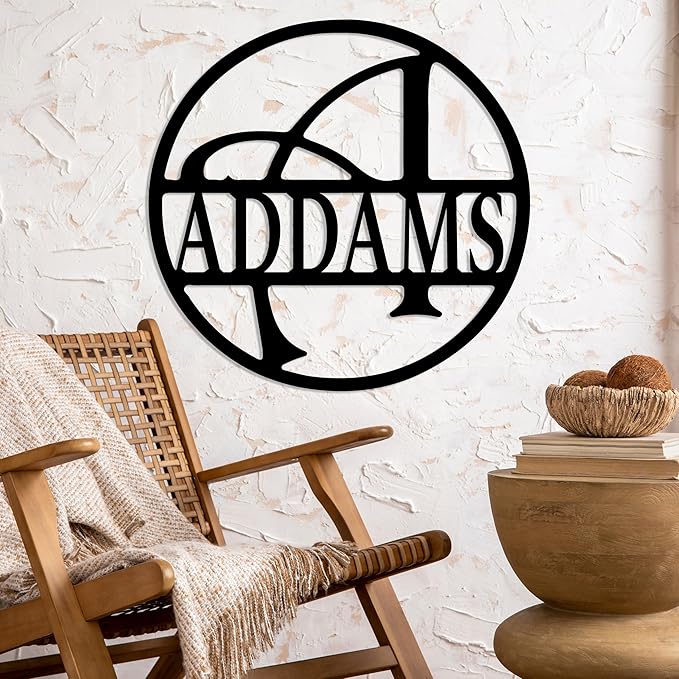 Personalized Metal Name Signs, Split Letter Monogram Wall Decor, Custom Last Name Sign, Family Name Sign for Outdoor, Personalized Wedding Gift, Garden Decor, Metal Wall Art, Housewarming Gift (MonogramDesign_3)