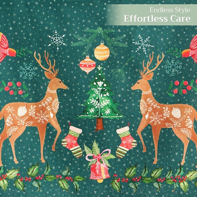 Maison d' Hermine Table Runner 100% Cotton Single Layer Table Runners 108 inches Long for Thanksgiving Christmas Decorations Home Kitchen Dining Party Wedding (Hygge Christmas, 14.5" x 108")