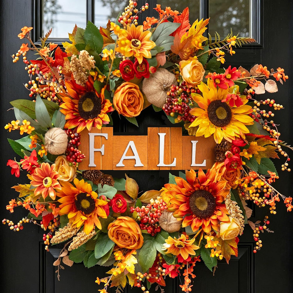 24 inch fall wreaths for front door autumn, main product view