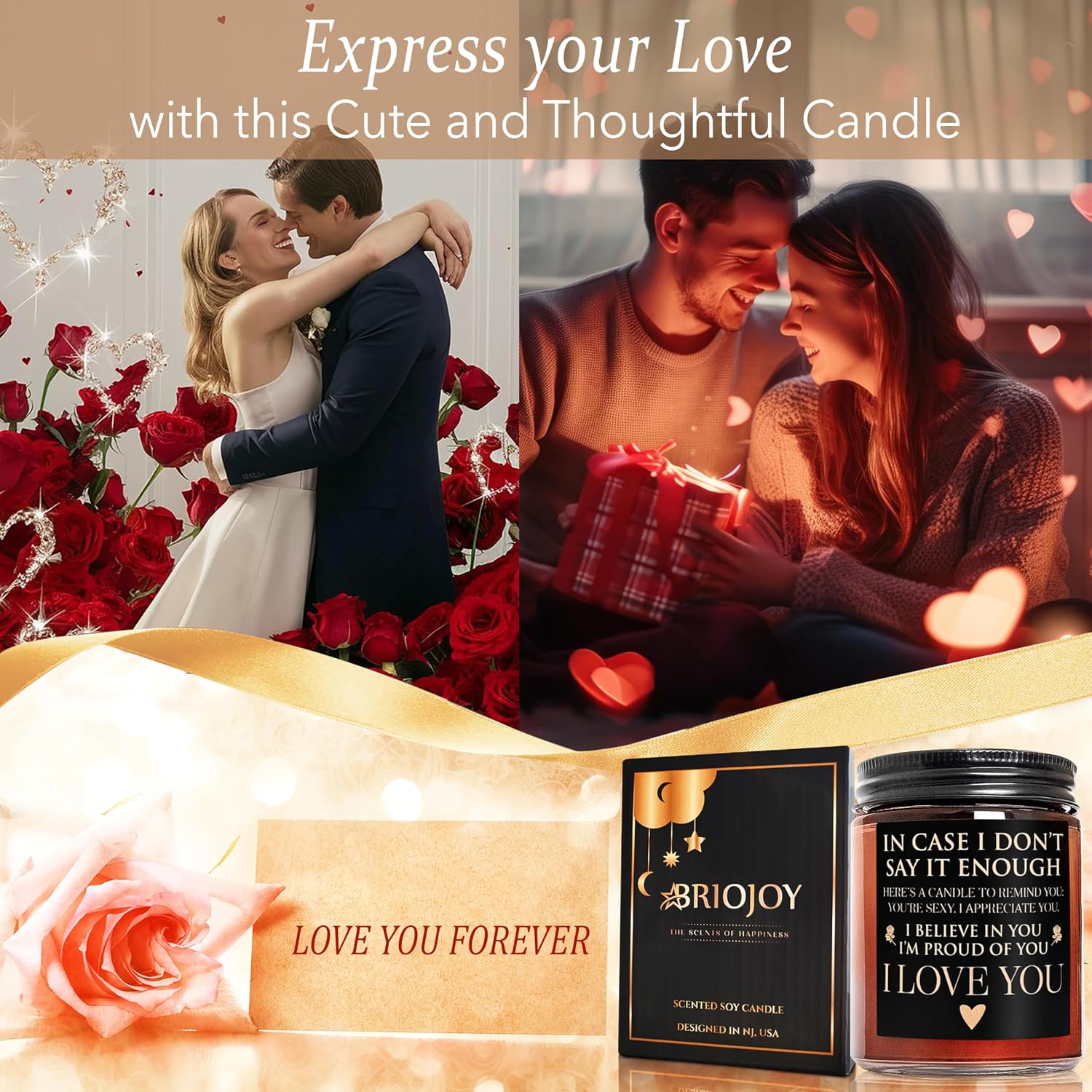 Anniversary Wedding Engagement Scented Soy Candles- Gift for Him Her Girlfriend Boyfriend - Birthday Gifts for Women Men - Mothers Day Love You Gift for Wife - Romantic Valentines for Husband