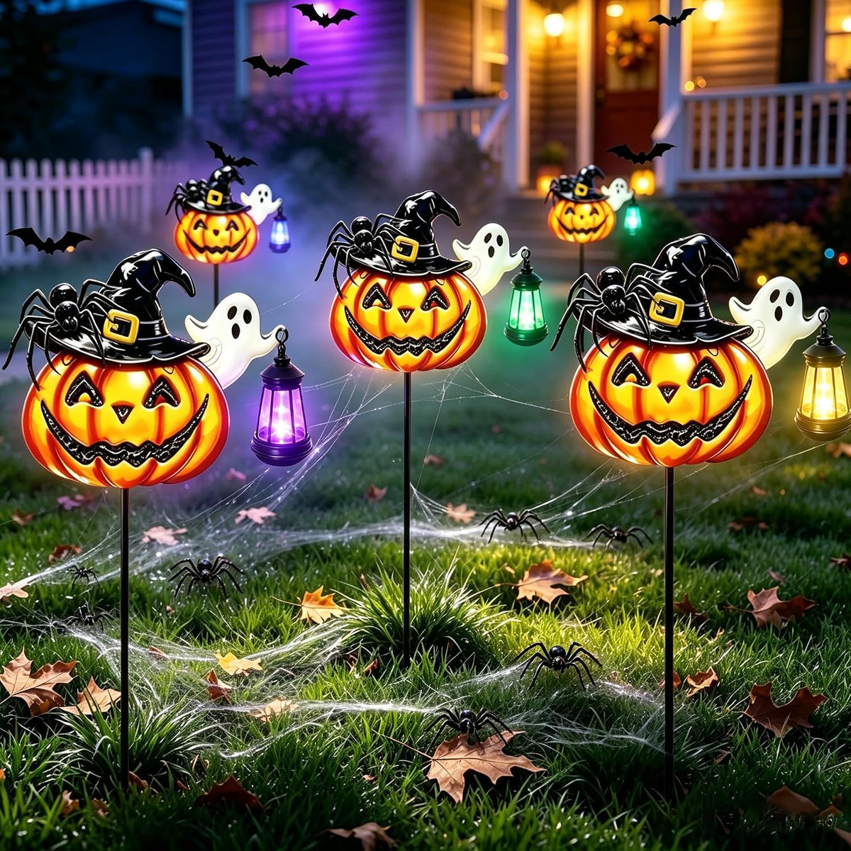 Solar Halloween Pumpkin Outdoor Lights Jack O Halloween Garden Stake Lights