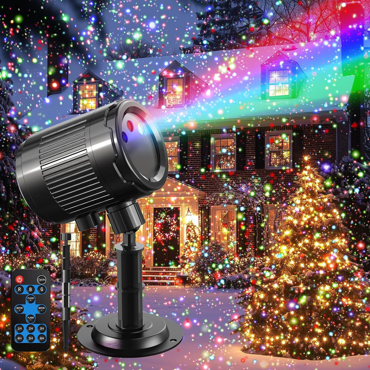 Christmas Laser Projector Light Outdoor: RGB 3 Colors Firefly Moving Laser Li...