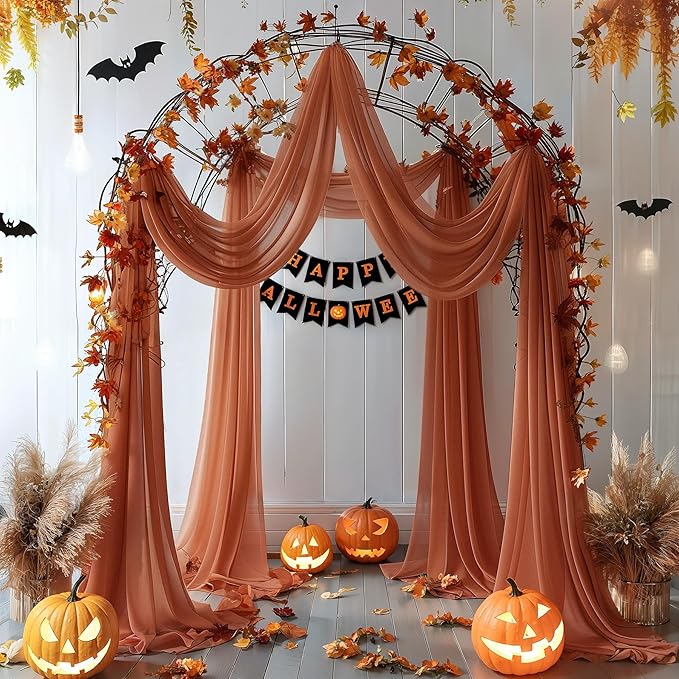 Terracotta Wedding Arch Draping Fabric 1 Panel 30'' x 20FT Terracotta Drapes Sheer Fabric Backdrop Arch Draping Fabrics for Wedding Ceremony Birthday Party Bridal Shower Decoration