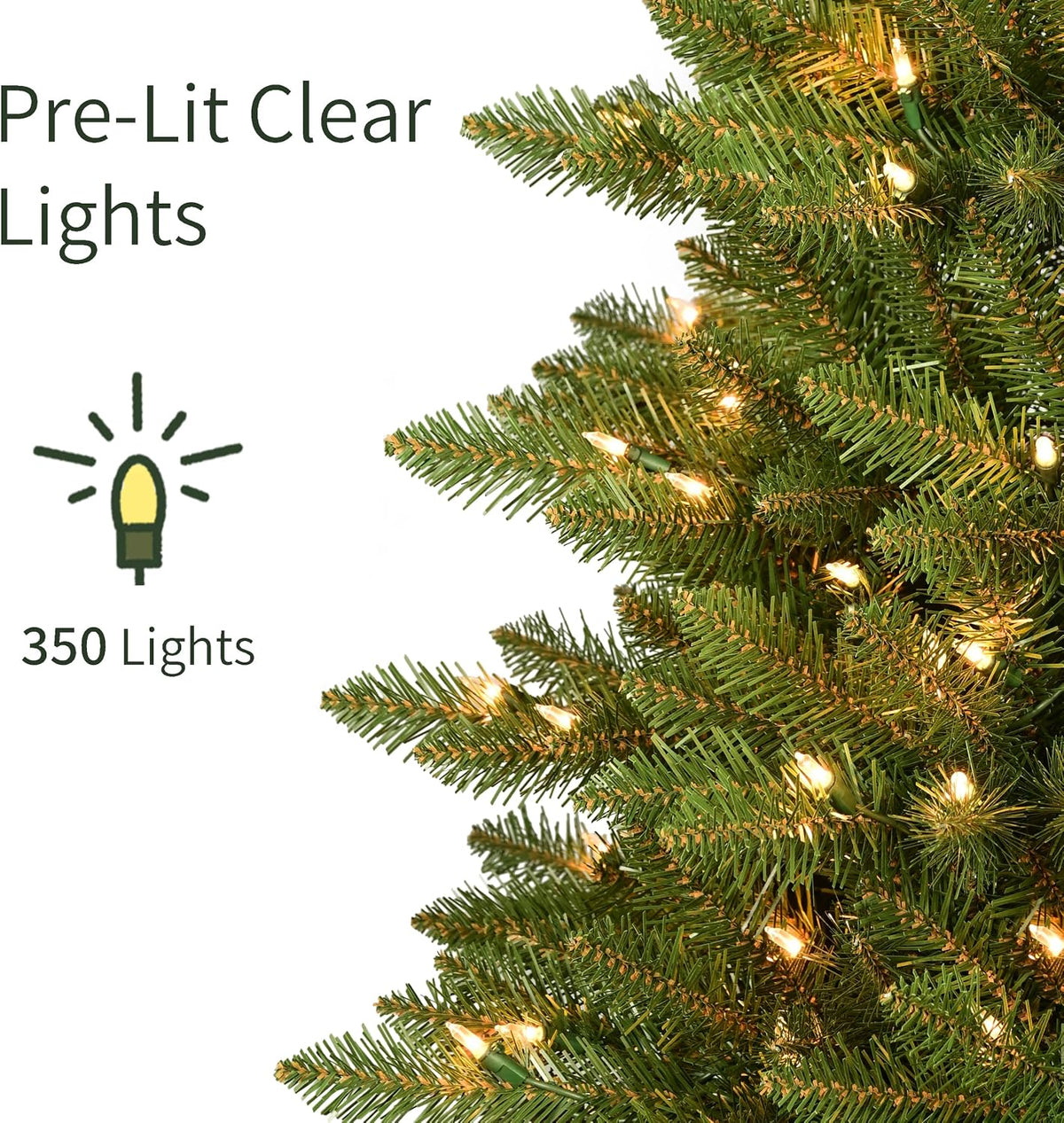 puleo international 7.5ft pre-lit fraser fir pencil christmas, side view