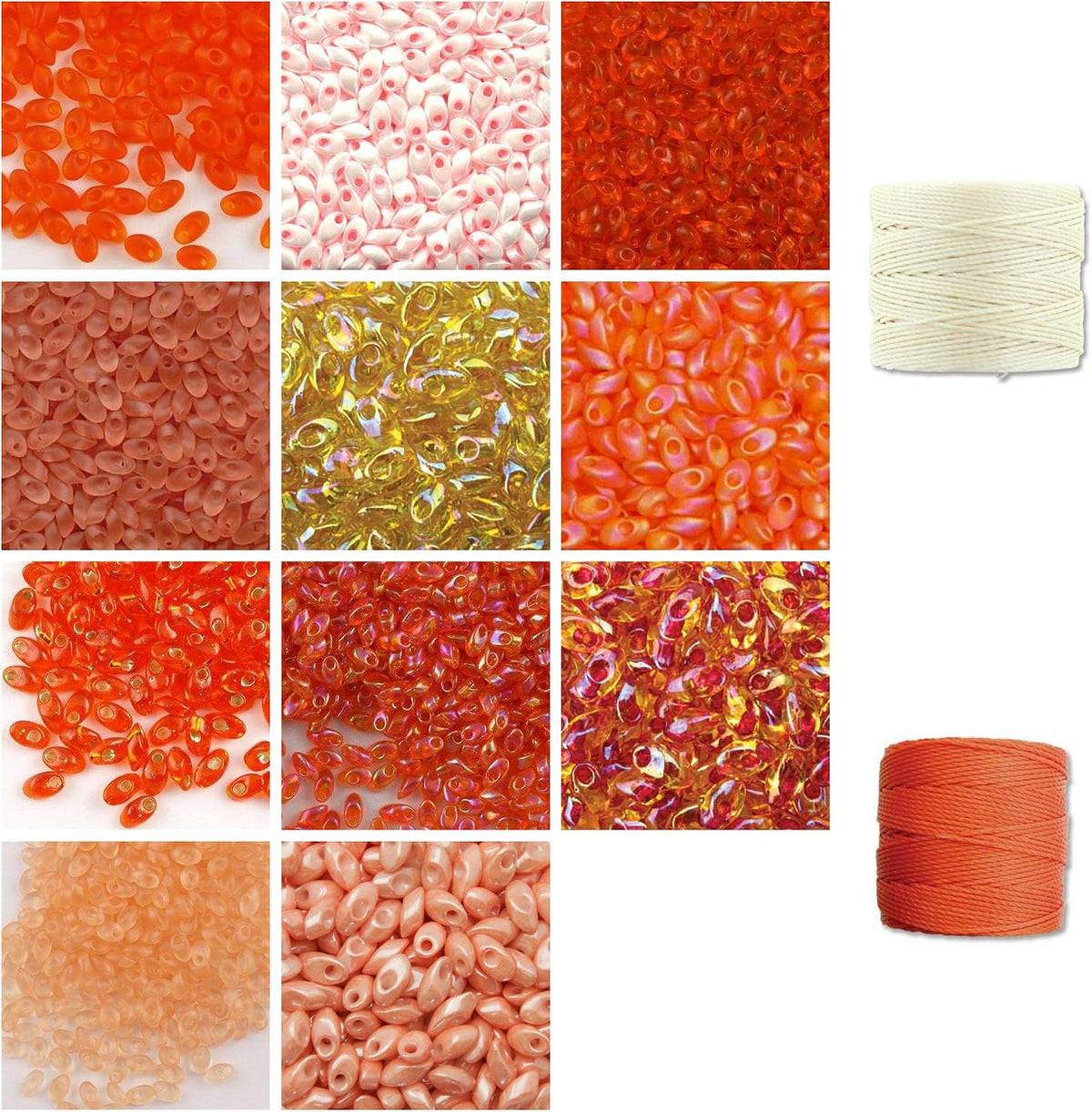 110g Grams Long Magatama Bead Mix, Miyuki Orange, Salmon, Gold, Rose, Peach, ...
