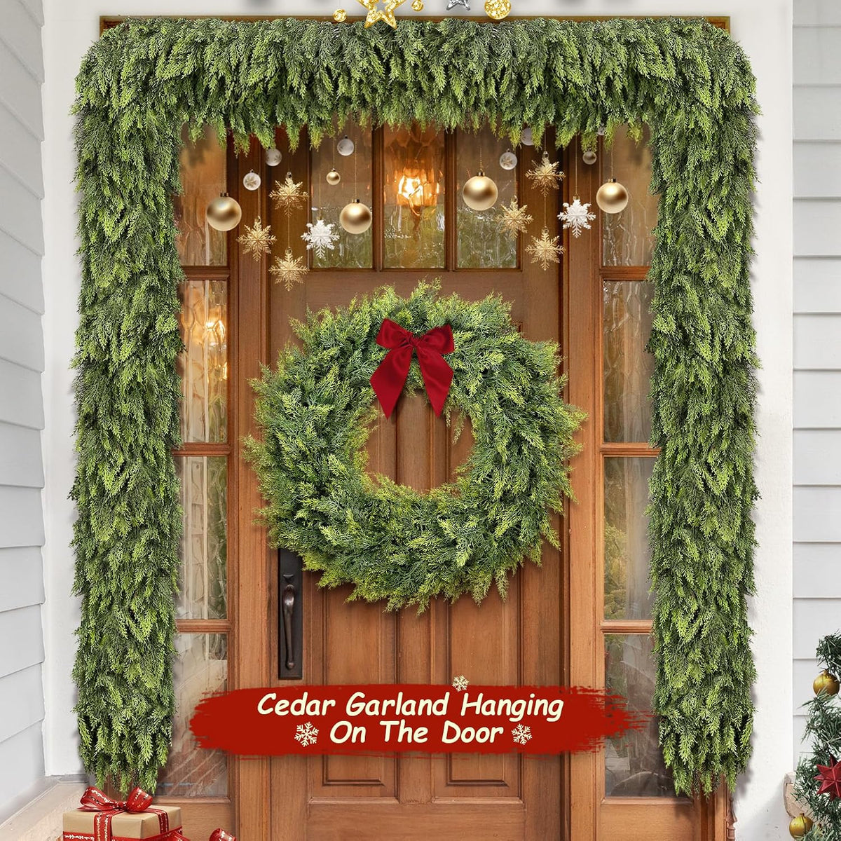 9ft christmas artificial cedar garland for mantel, package contents