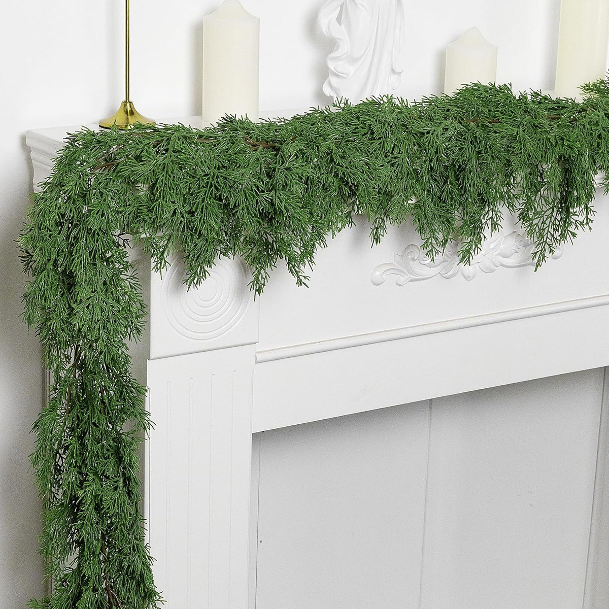 christmas norfolk pine garland, 6 ft dense pines, side view