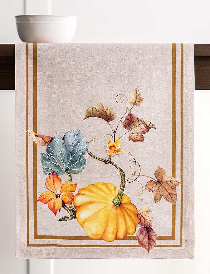 Maison d' Hermine Table Runner 100% Cotton Single Layer Table Runners 72 inches Long for Thanksgiving Christmas Decorations Home Kitchen Dining Party Wedding (Potiron, 14.5" x 72")
