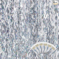 Jutom 6 Pieces 3.3 x 6.6 ft Wavy Tinsel Foil Fringe Curtains Foil Fringe Streamer Backdrop Party Curtain for Sea Mermaid Baby Shower Birthday Party Decoration(Silver)