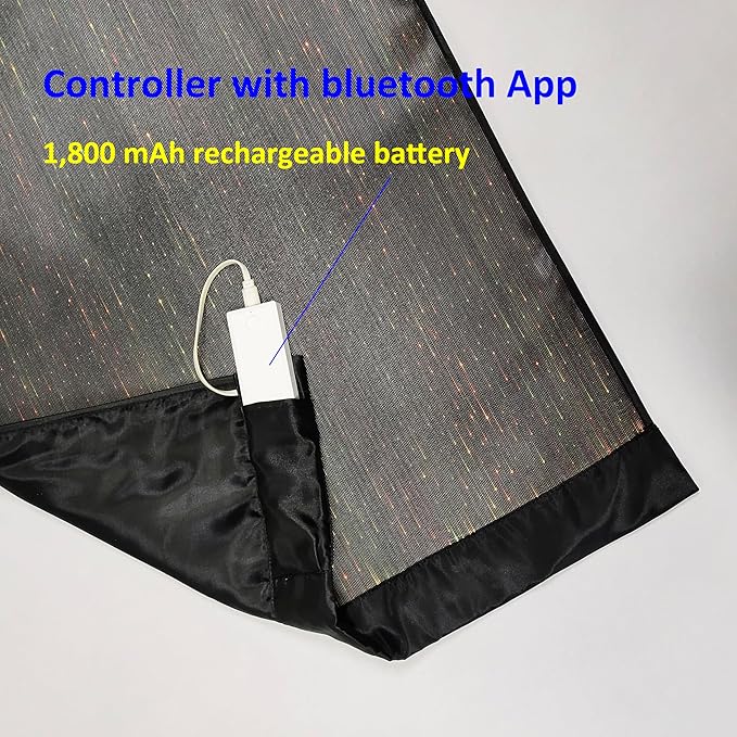 LED Light Up Coffee Table Runner - Fiber Optic Fabric Table Cloth Cover for Party Wedding Halloween Christmas (Black Fabric)