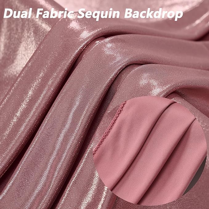 20x10 ft Wrinkle Free Rose Gold Sequin Backdrop Curtain for Parties,Thick Not Fall-Off Glitter Backdrop Drapes,4 Panels 5x10ft Shimmer Photo Back Drop Cloth for Wedding Birthday Photography Background