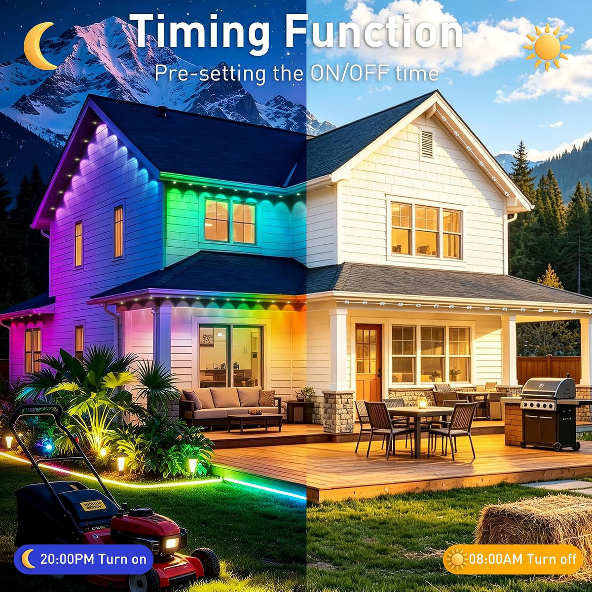 500FT Permanent Outdoor Lights RGB+IC, IP67 Waterproof Lighting, Outdoor Ligh...