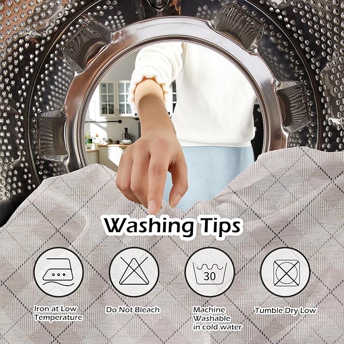 MYSKY HOME Table Cloth 60x84 inch Rectangle, Heavy Duty Linen Look Waterproof, French Country Black Plaid for Kitchen Dining, Party