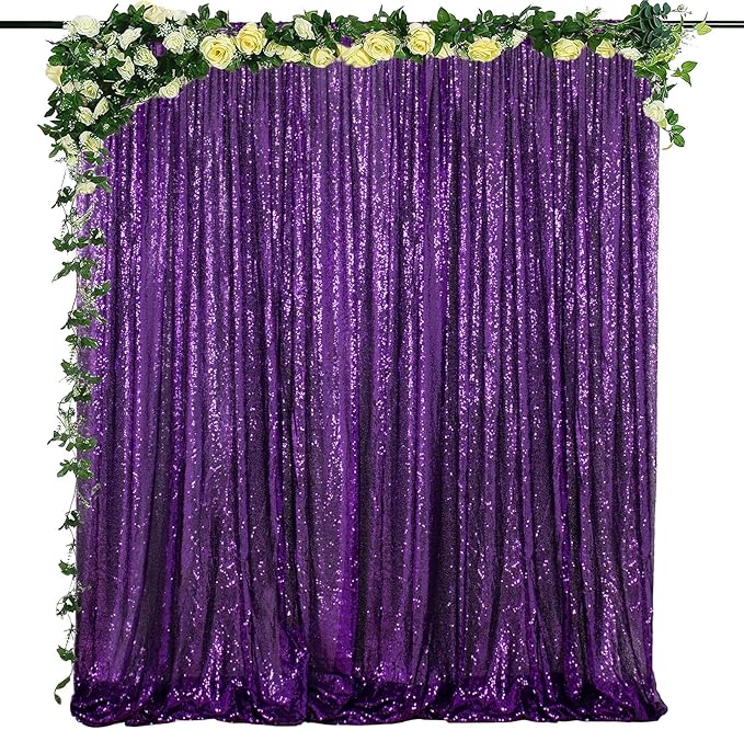 ShinyBeauty Purple Sequin Backdrop-Curtain 4FTx8FT, Photography & Photo Booth Background, Christmas Backdrop