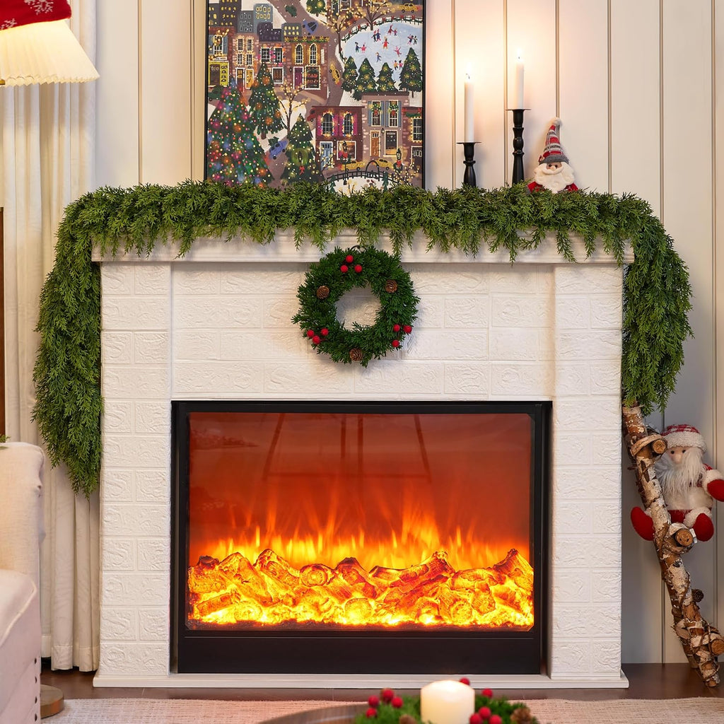picktop 8 ft cedar garland, realistic high-density artificial showing dimensions