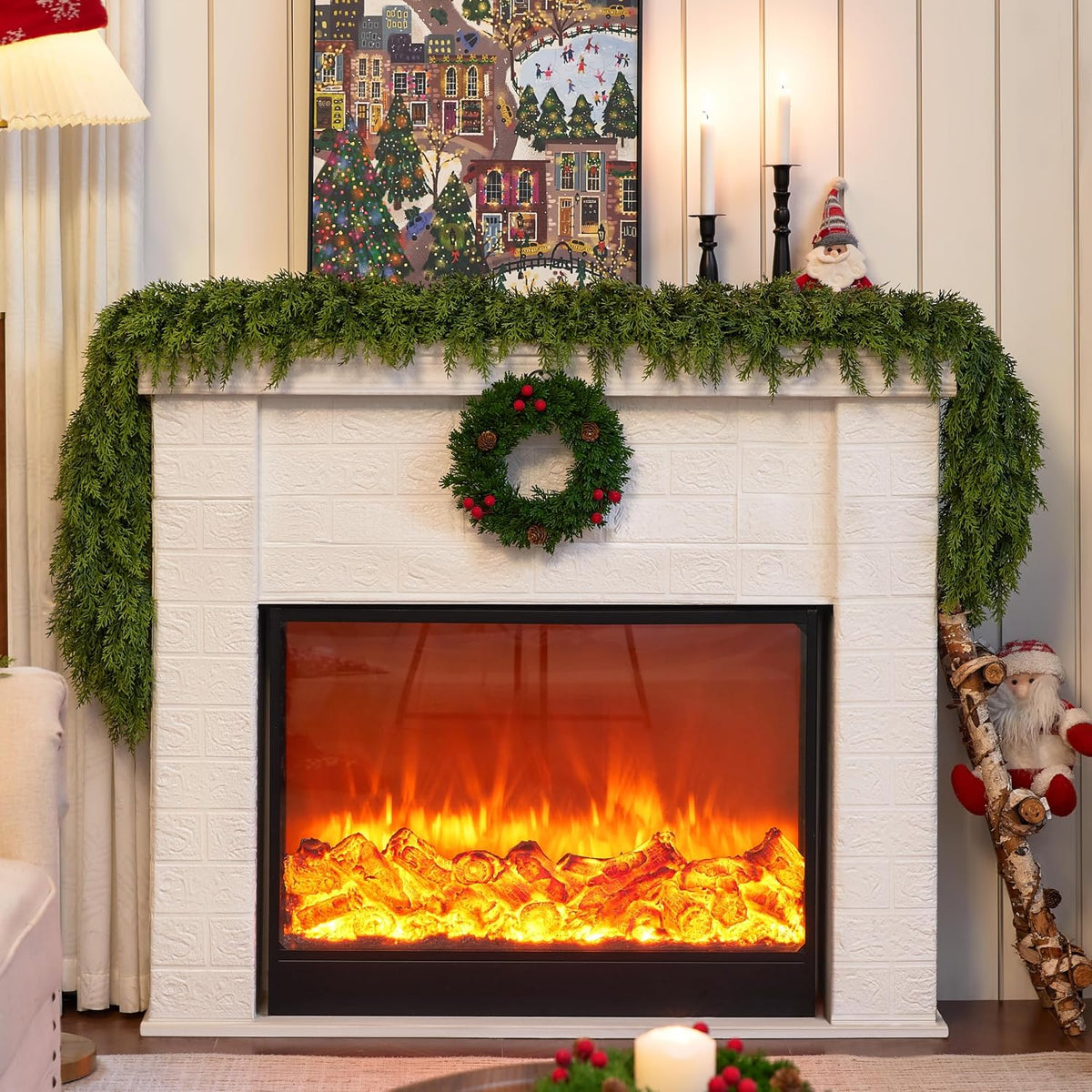 picktop 8 ft cedar garland, realistic high-density artificial showing dimensions