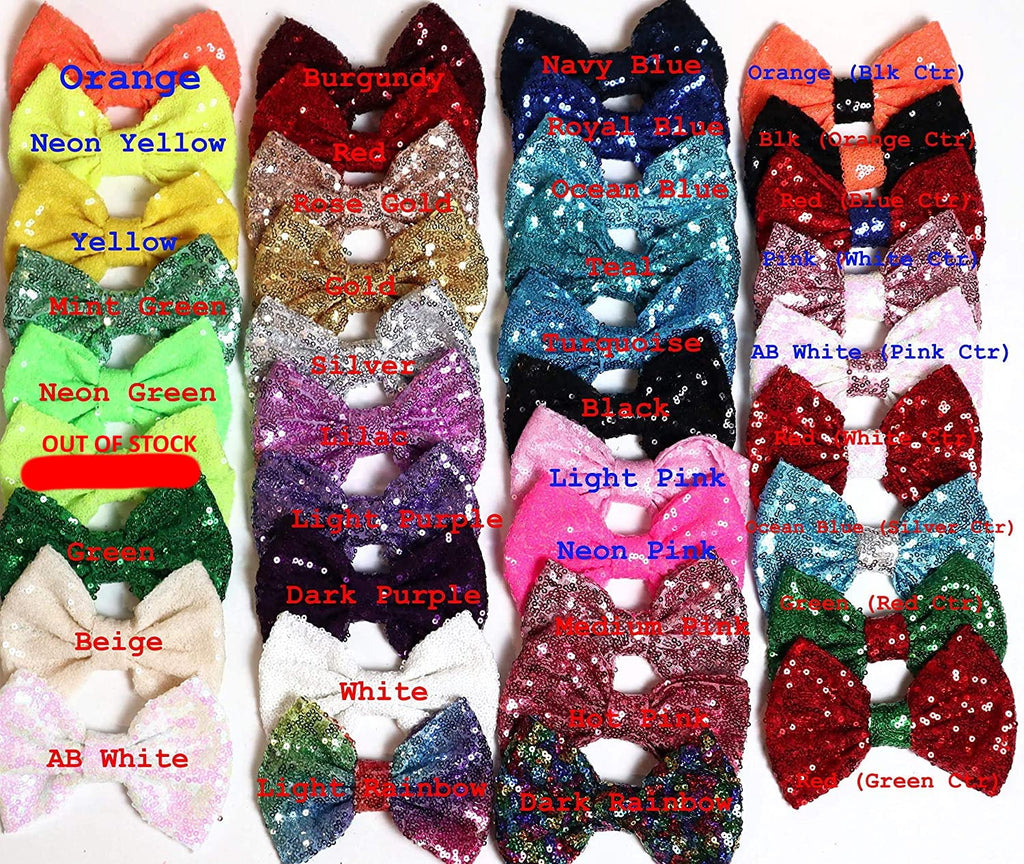 CLGIFT Set of 12 Sequin 5 Inches Large Glitter Hair Accessories, DIY Fabric Bows - No Clips (Pick Your Own)