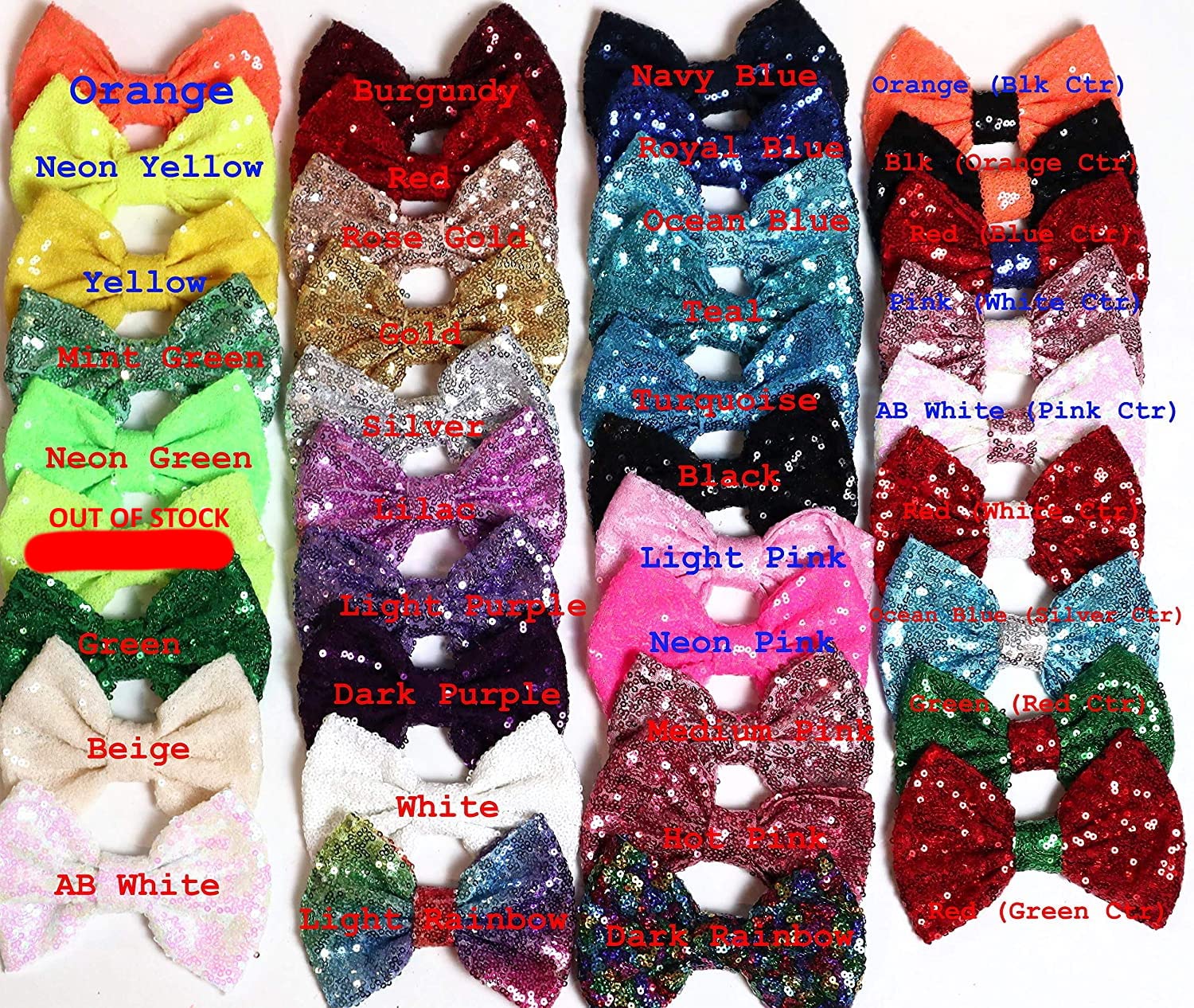CLGIFT Set of 12 Sequin 5 Inches Large Glitter Hair Accessories, DIY Fabric Bows - No Clips (Pick Your Own)