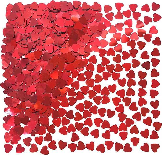 Red Love Heart Table Confetti - Valentines Day Party Foil Metallic Sequins Sprinkles Decorations, 60g