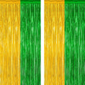 2 Pack Graduation Backdrop, Large Grad Decor 2025, Green Gold Graduation Photo Backdrop Fringe Curtains Party Streamer, Metallic Green and Gold Grad Decorations Class of 2025