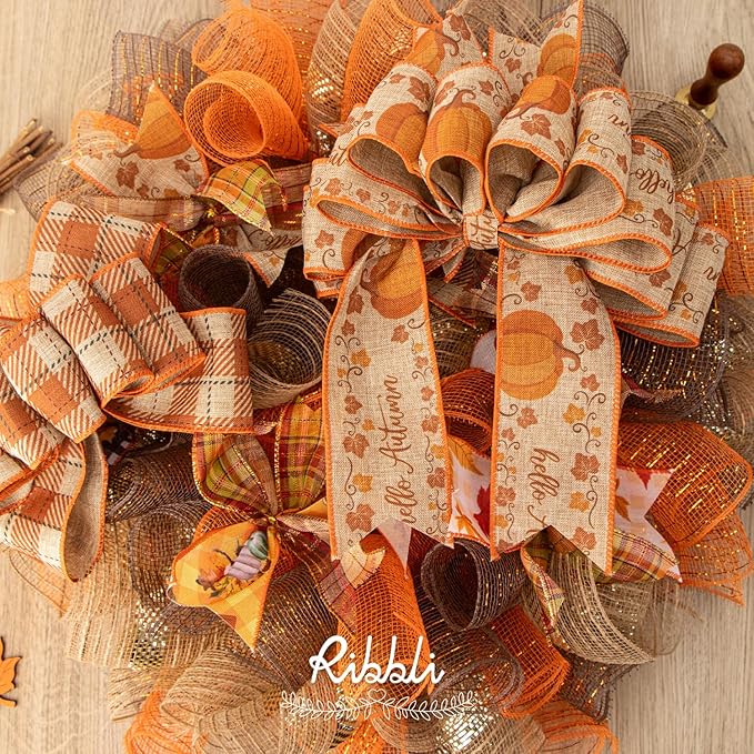 Ribbli 2 Rolls Chocolate Brown Mesh Ribbon,10 inch x 30 feet(10Yard) Each Roll,Metallic Chocolate Brown with Copper Foil,Use for Wreath Swags and Christmas Decoration