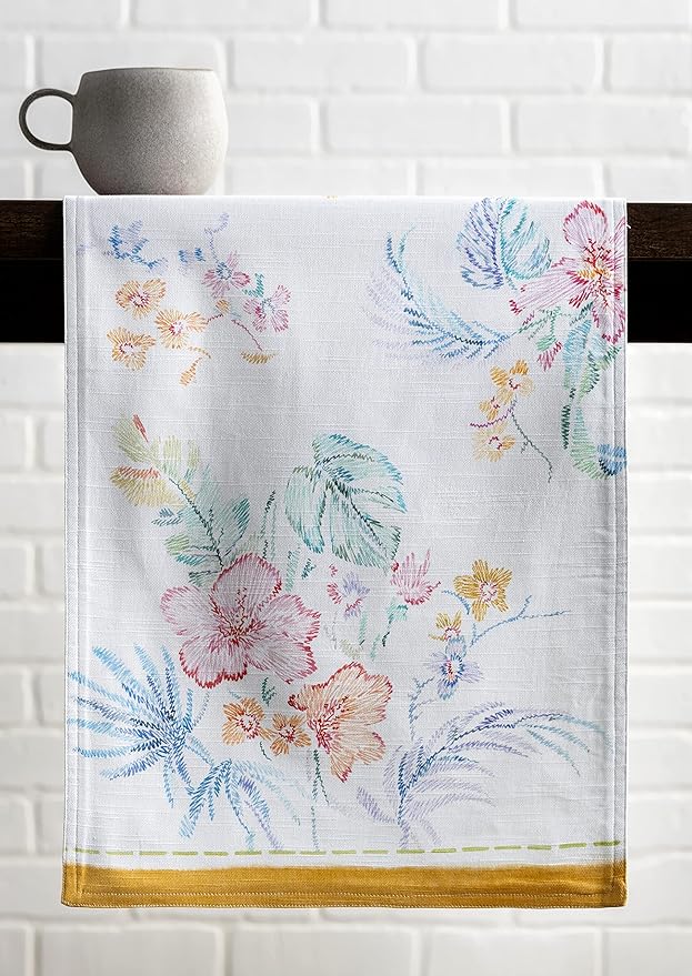 Maison d' Hermine Table Runner 100% Cotton Double Layer Table Runners 72 inches Long Decorative for Home Kitchen Dining Party Wedding Bridal Shower Spring Summer (Paradise Island, 14.50" x 72")