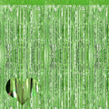4 Pack Fringe Curtain Backdrop, 3.2Ft x 6.6Ft Light Green Metallic Tinsel Foil Fringe Streamers Background for Photo Booth Birthday Wedding Baby Shower Carnival Easter Mother’s Day Party Decorations