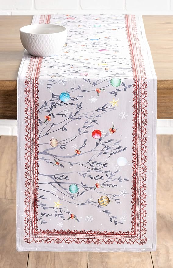 Maison d' Hermine Table Runner 100% Cotton Double Layer Table Runners 108 inches Long for Thanksgiving Christmas Decorations Home Kitchen Dining Party Wedding (Fairy Christmas, 14.5" x 108")