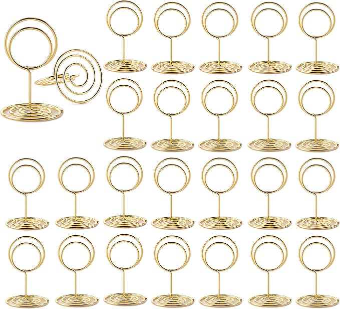26Pcs Table Number Holders, Place Card Holders, Wire Picture Holders, Small Table Card Holders, Photo Holders for Centerpieces, Wedding Reception, Party, Birthday (Gold)