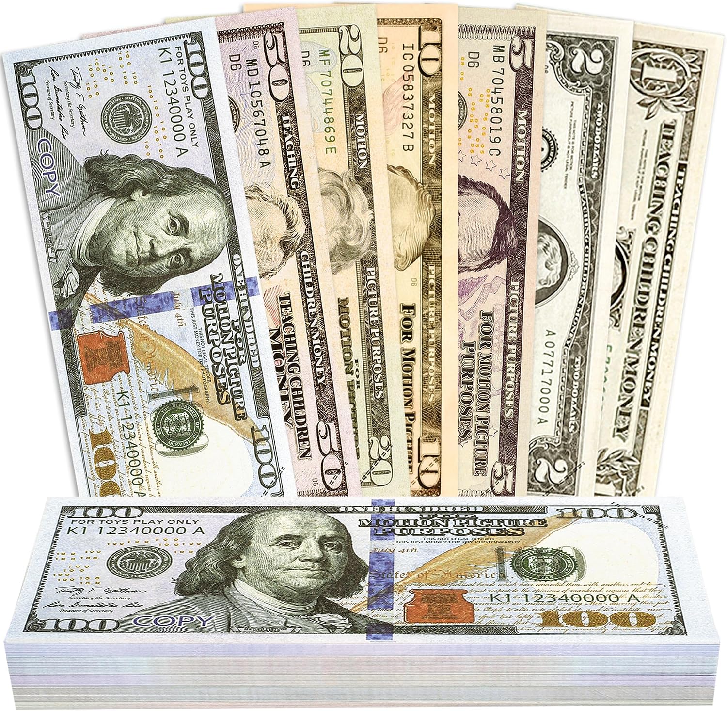 140 Pcs Kids Play Money Props Set, Educational Learning Toys, Counting Game Playset for Creative Play, Party Supplies & Stage Performance