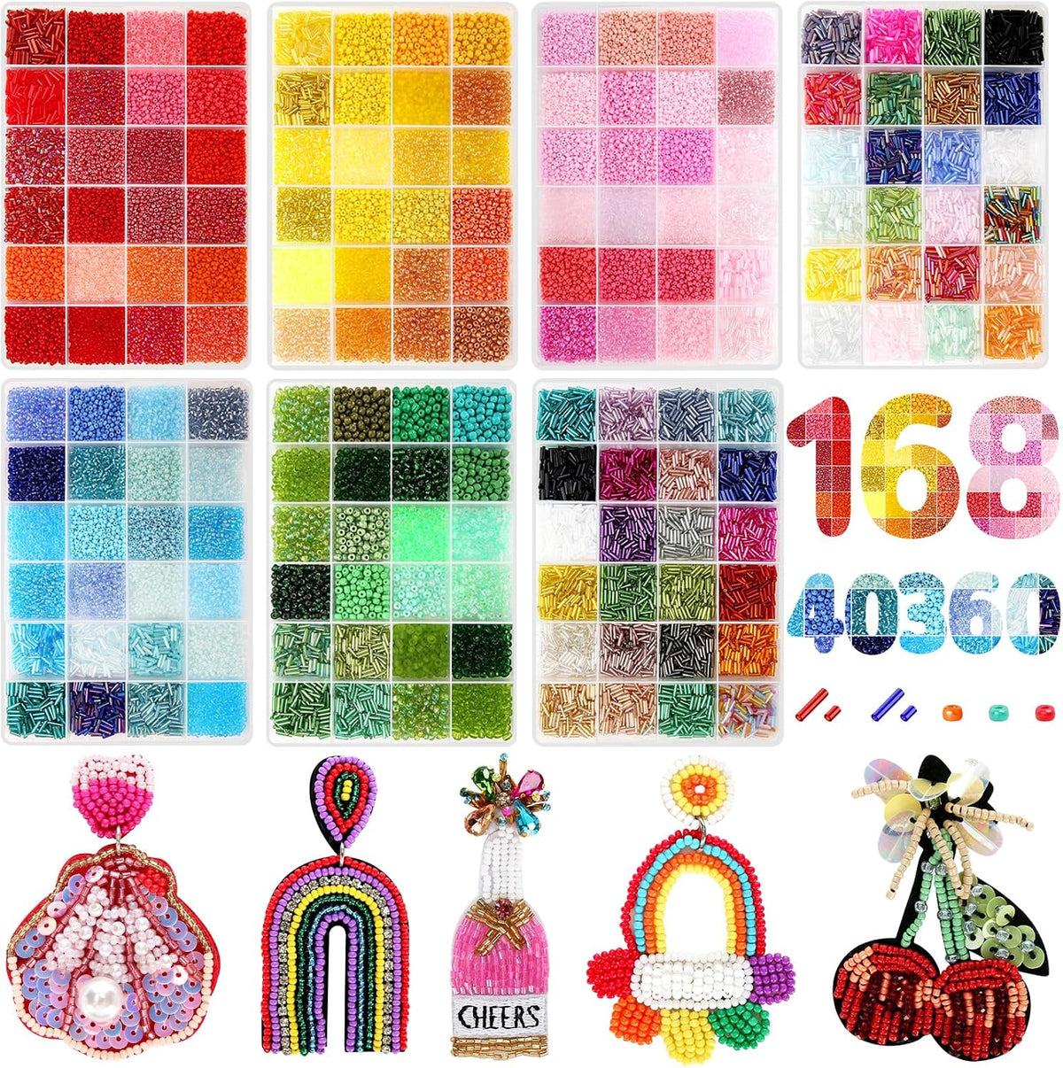 songin 144 colors glass seed beads & bugle, main product view