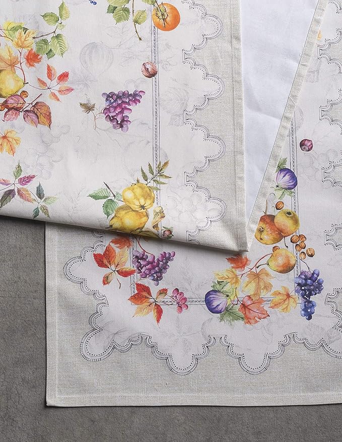 Maison d' Hermine Table Runner 100% Cotton Single Layer Table Runners 60 inches Long for Thanksgiving Christmas Decorations Home Kitchen Dining Party Wedding (Fruit D'Hiver, 14.5" x 60")