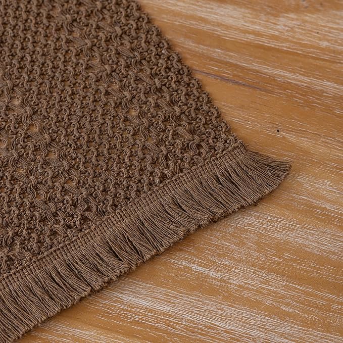 Boho Brown Table Runner for Home Decor 12x90 Inches Farmhouse Macrame Burlap Jute Rustic Dining Kitchen Centerpiece Bohemian Decor French Country Baby Bridal Shower Decorations