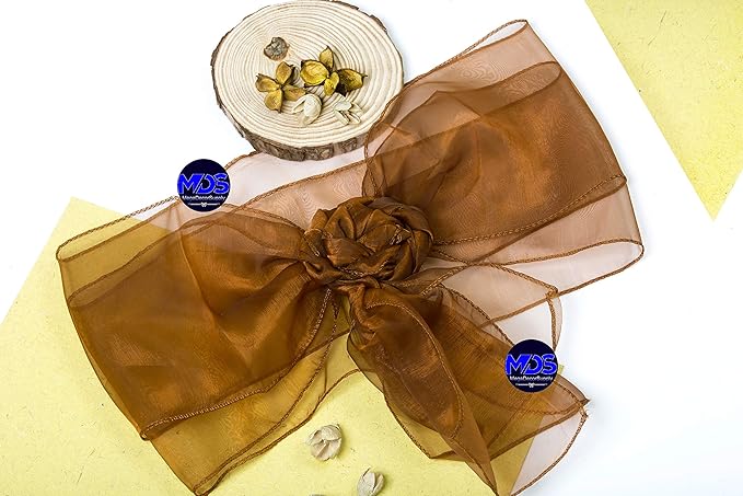 MDS Pack of 200 PCS Organza Chair Sashes Wider Dining Chair Bows Ribbon Tie Back for Wedding Party Birthday Bridal Shower Reception Event Banquet Home Chair Cover Decoration - Bronze