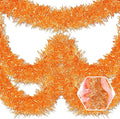 50 Feet Christmas Foil Fringe Banner Metallic Tassle Garland Metallic Backdrop Parade Floats Shiny Hanging Ceiling, Valentine's, Wedding, New Year Party Decorations(2" x 50', Macaron Orange)