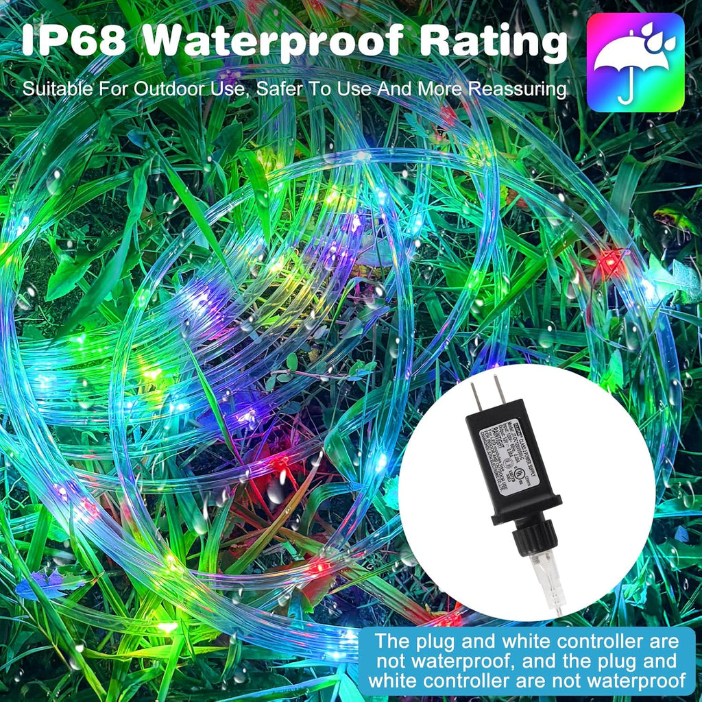 Gvwoxm 66FT 200 LED Rope Lights, 18 Colors with Timer, 5 Modes, Waterproof Plug-in Remote Control Camping String Lights for Outside, Camping, Classroom, Party, Festival Decoration Light Strings