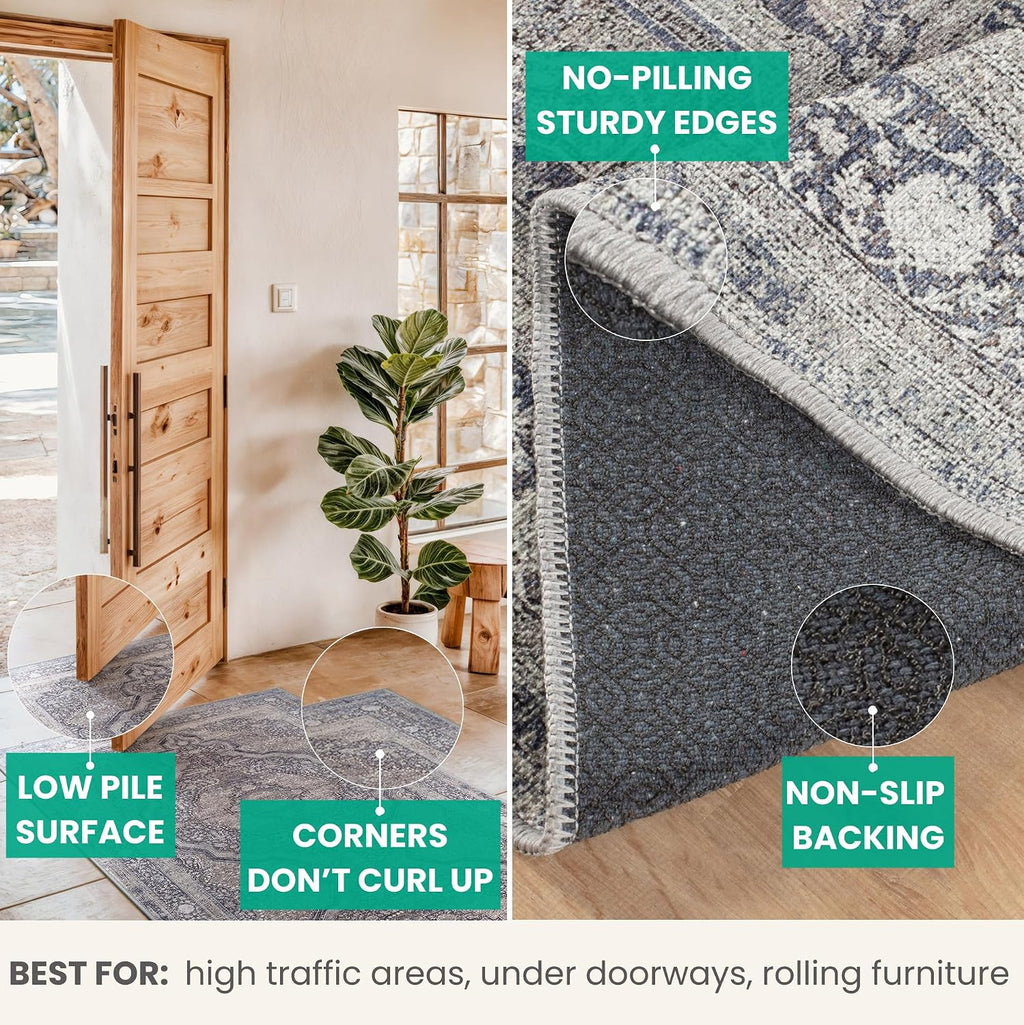 bloom rugs washable non-slip 7 ft runner showing dimensions
