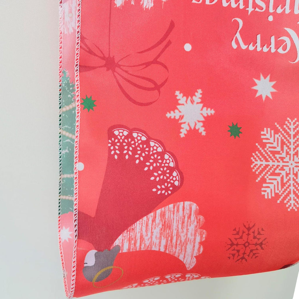 Christmas Satin Chair Sashes Chair Bow Bows Cover Party Chairs Decoration (10, Merry Christmas)