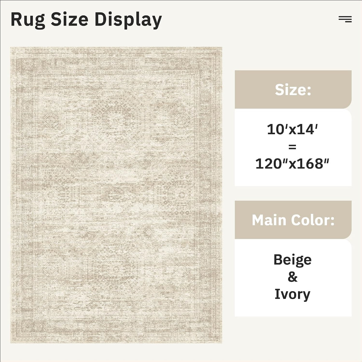 Soalmost 10x14 Area Rugs for Living Room Washable Rug Non-Slip Beige