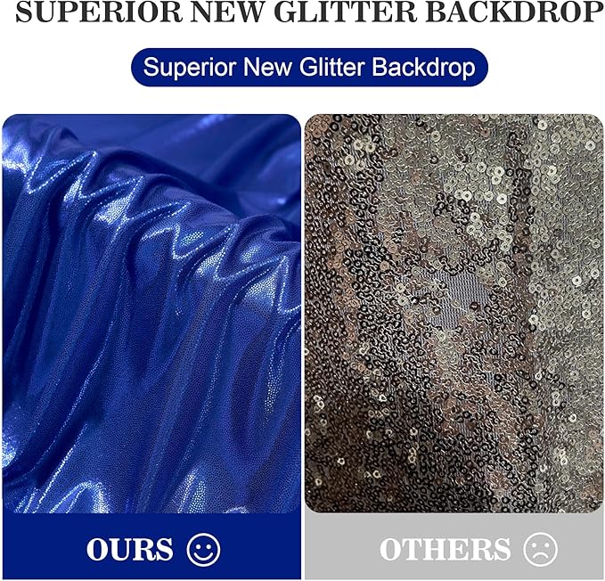 20x10ft Thick Royal Blue Glitter Backdrop Curtain Panels for Parties, Wrinkle Free Sequin Sparking Photo Backdrop Drapes, 4 Panels 5x10ft Shimmer Back Drop Cloth for Wedding Birthday Photography