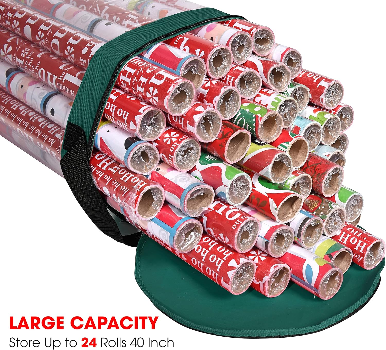 Wrapping Paper Storage Bag | Wrapping Paper Organizer Under Bed for Storing Multiple Rolls of Gift Wrap, 42” Length Container Constructed of Durable 600D Oxford Material (Green)