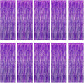 10 Pack Purple Foil Curtain Backdrop 3.2ft x 9.8ft Black Metallic Tinsel Foil Fringe Curtains Streamer Photo Booth Backdrop for Birthday Party Engagement Bachelorette Party Decorations (Purple)
